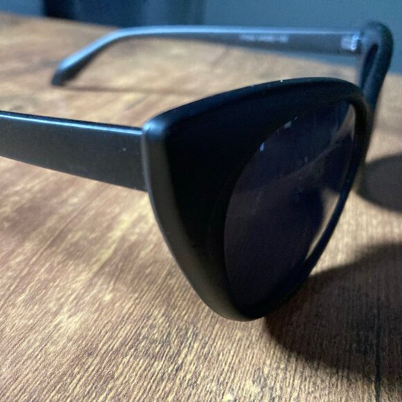 Women's Black Matte Finish Cat Eye Sunglasses with Dark Lenses - Picture 6 of 8